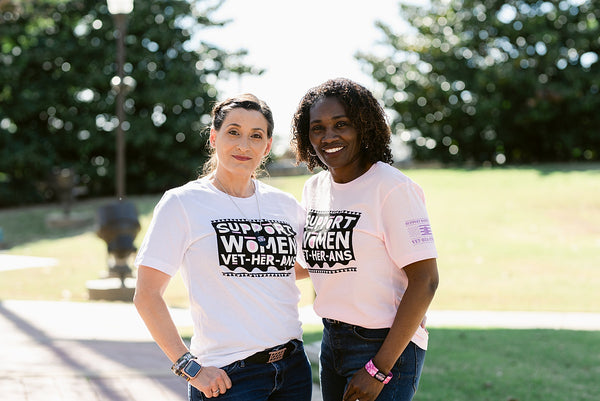 Support Women Vet-Her-Ans White/Pink T-Shirt